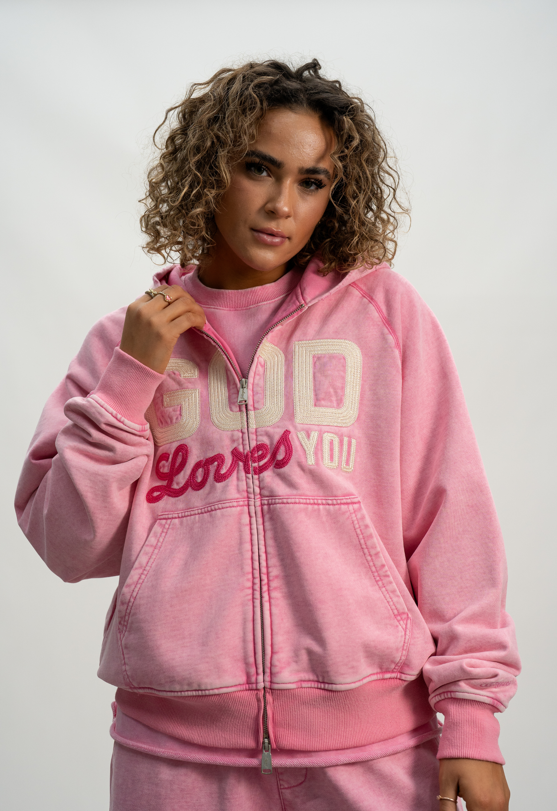 "GOD LOVES YOU" ZIP-UP HOODIE