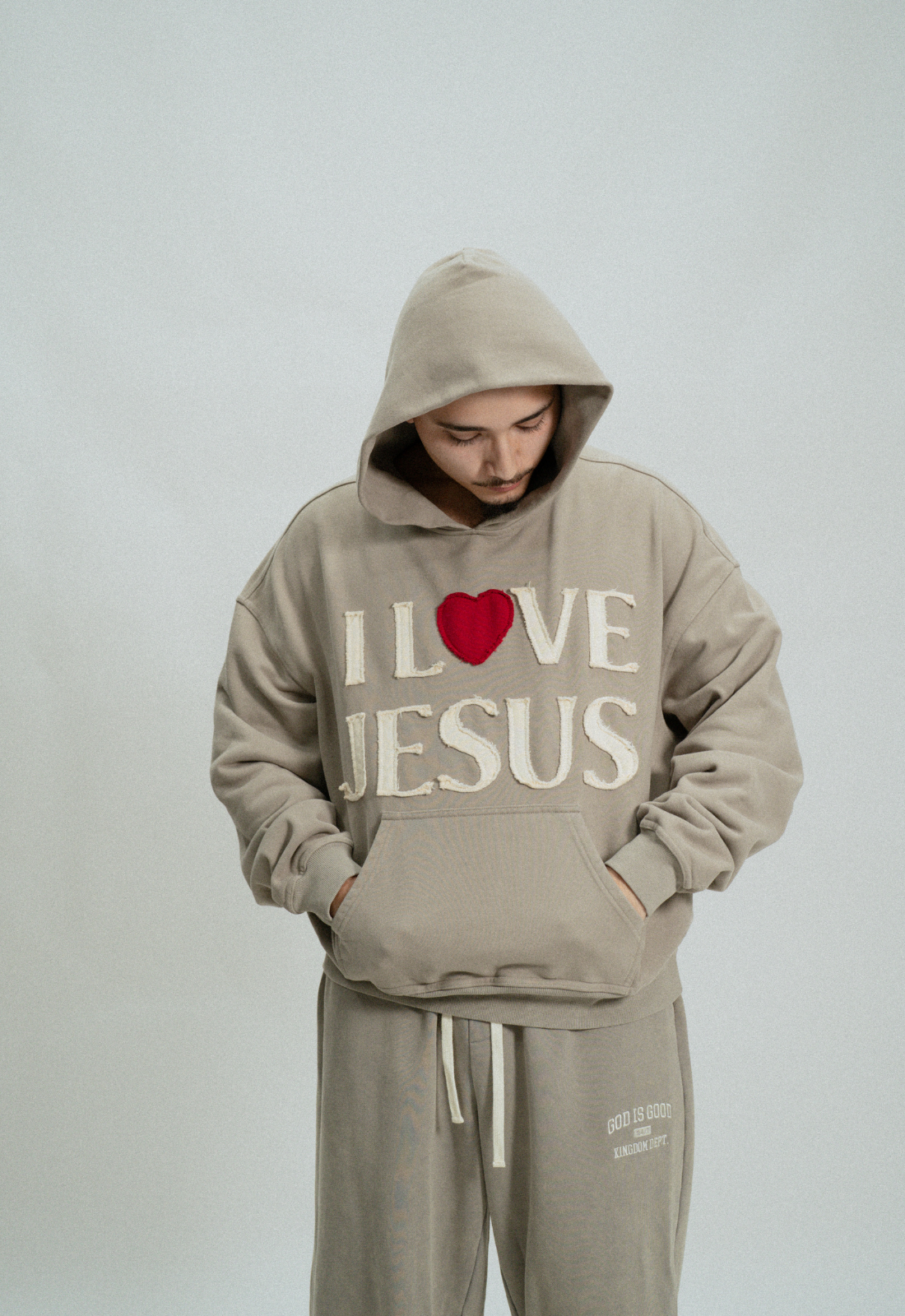 "I LOVE JESUS" HOODIE (GREY)