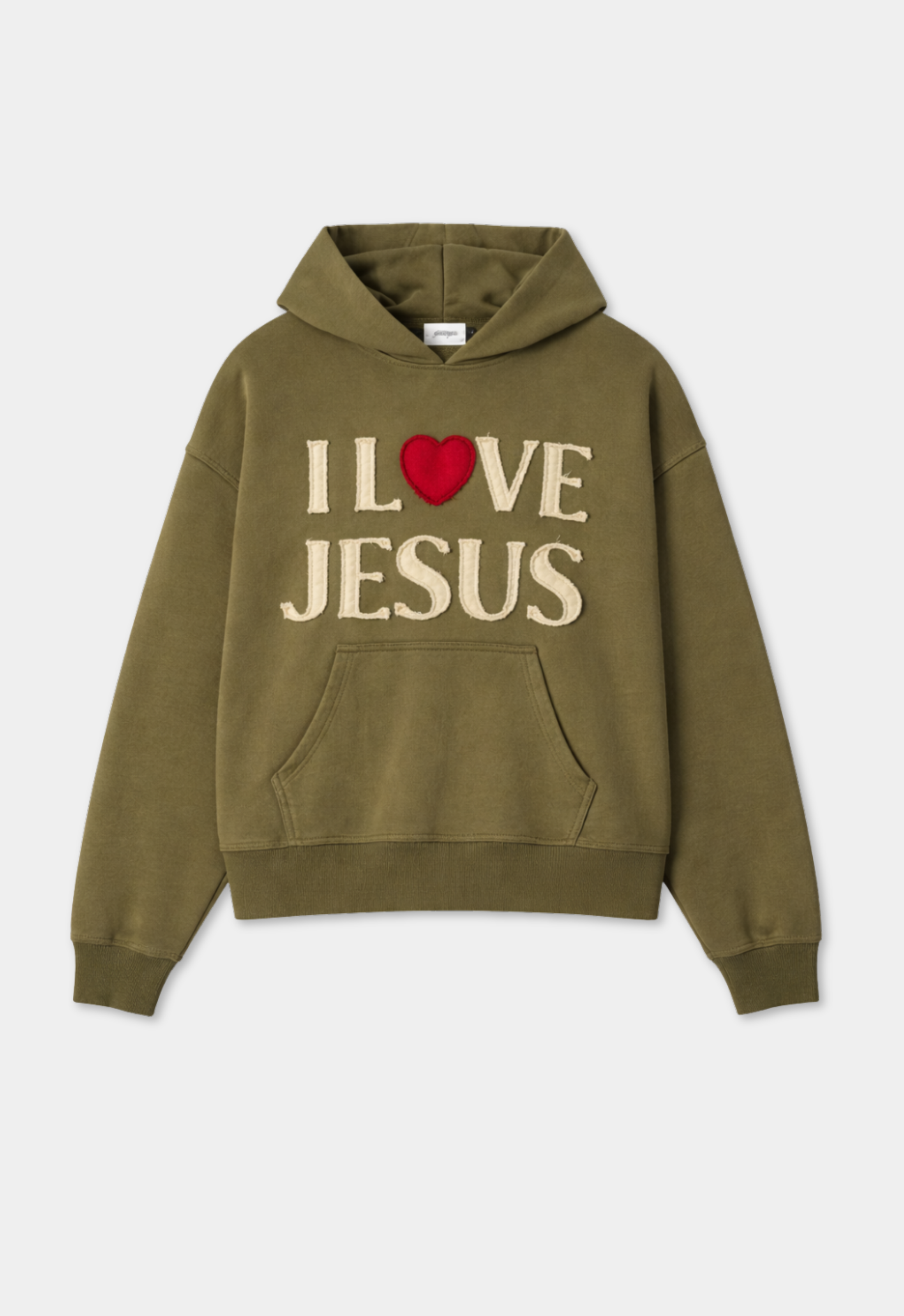 "I LOVE JESUS" HOODIE (OLIVE)