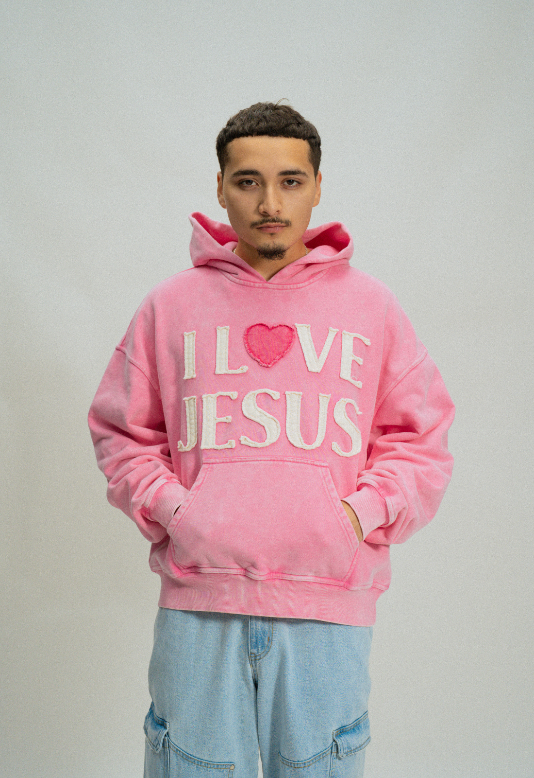 "I LOVE JESUS" HOODIE (PINK)
