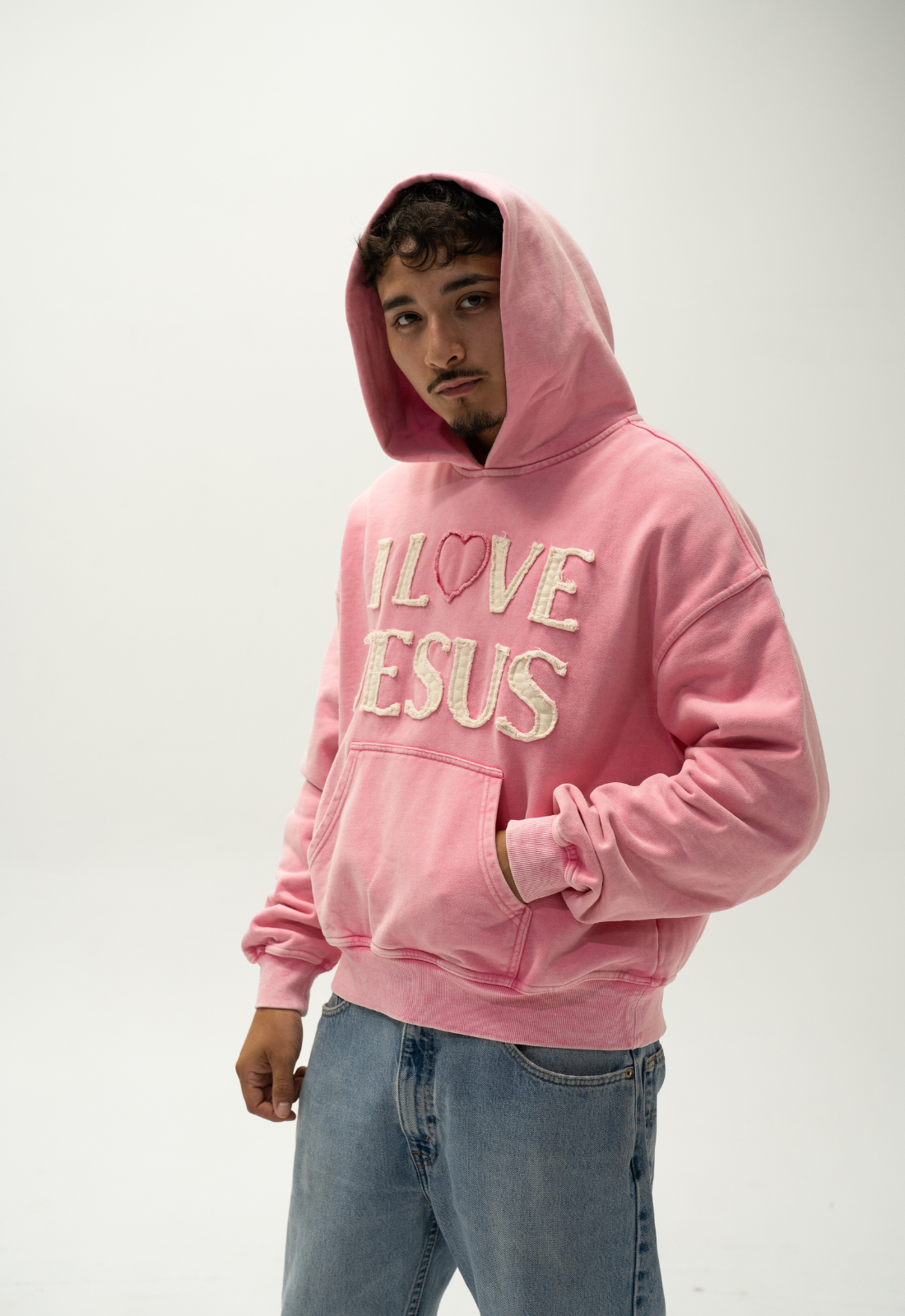 "I LOVE JESUS" HOODIE (PINK)