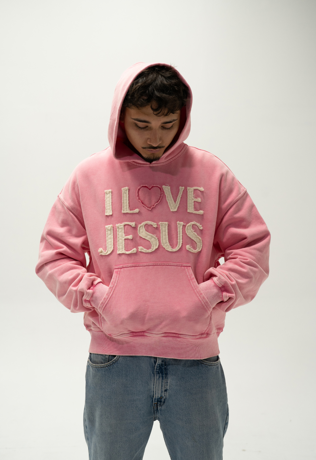 "I LOVE JESUS" HOODIE (PINK)