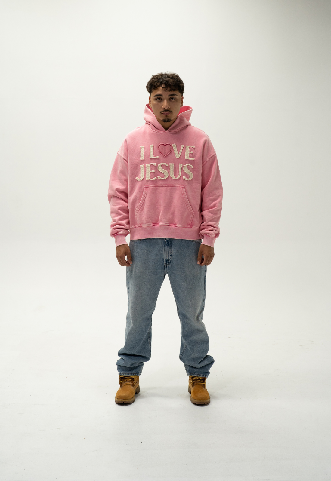 "I LOVE JESUS" HOODIE (PINK)
