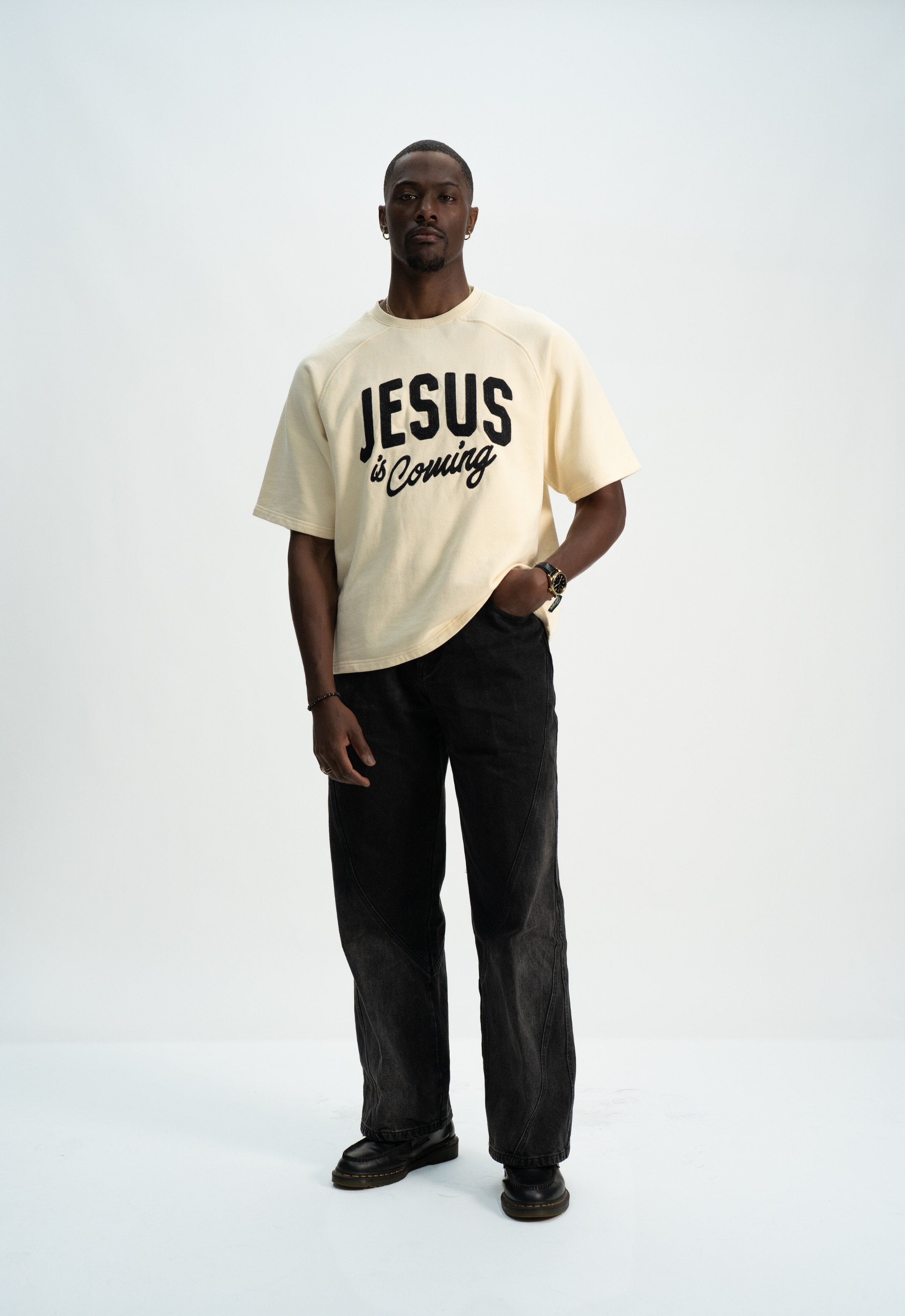 "JESUS IS COMING" TEE (CREAM)