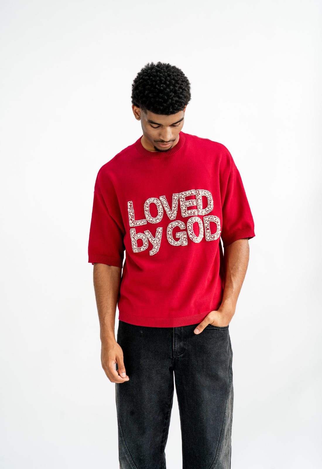 "LOVED BY GOD" KNIT TEE