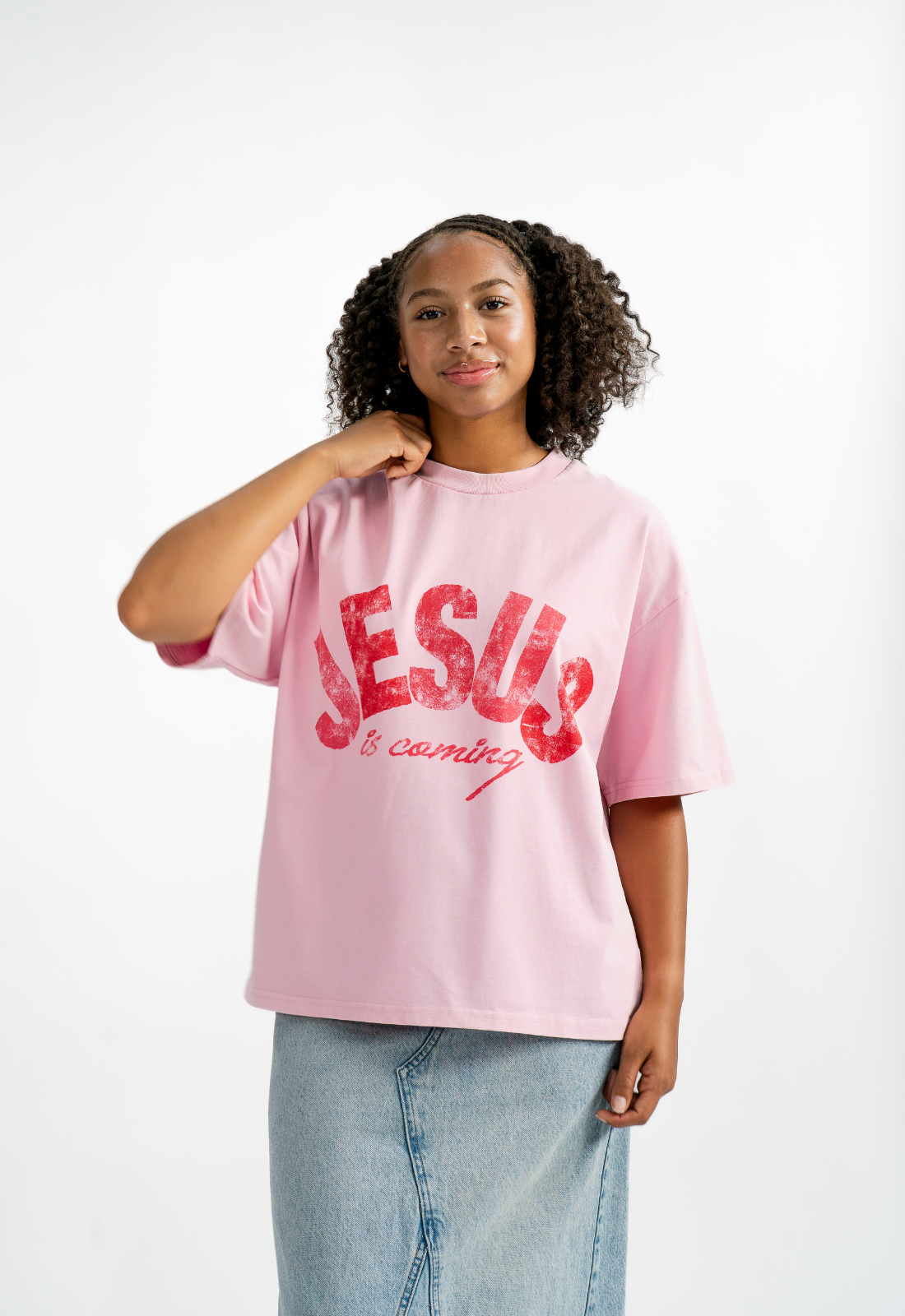 "JESUS IS COMING" BOXY TEE (PINK)