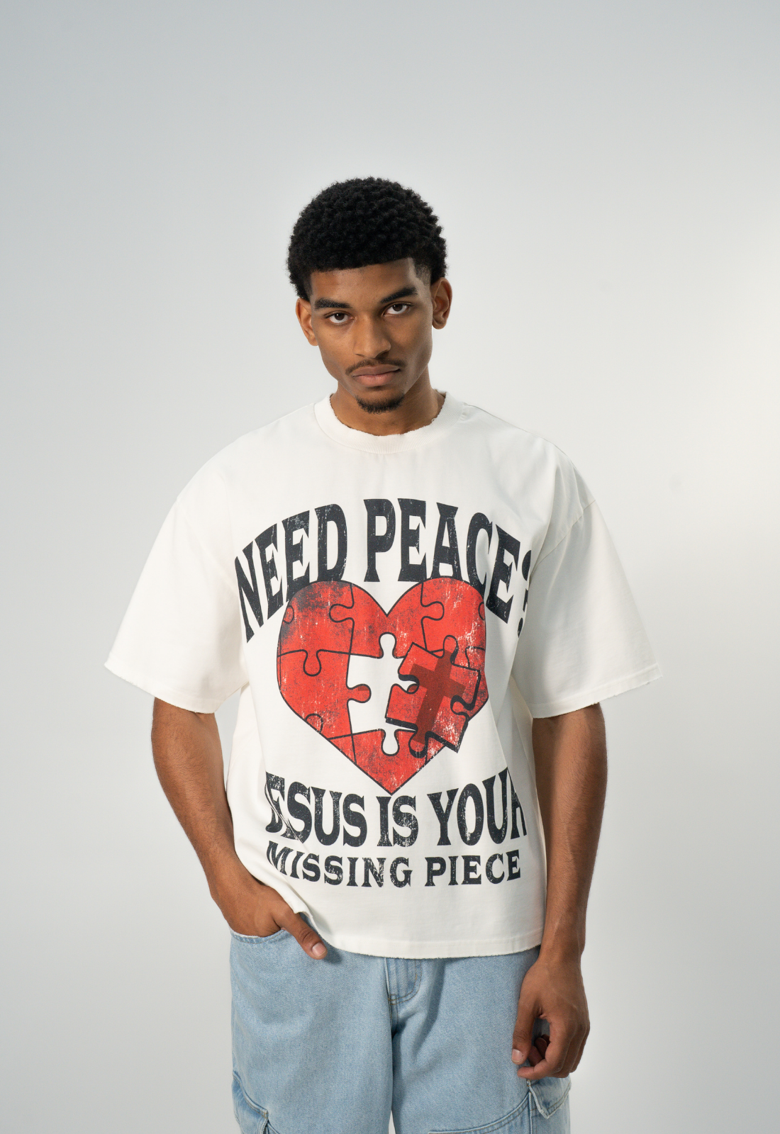 "NEED PEACE" BOXY TEE