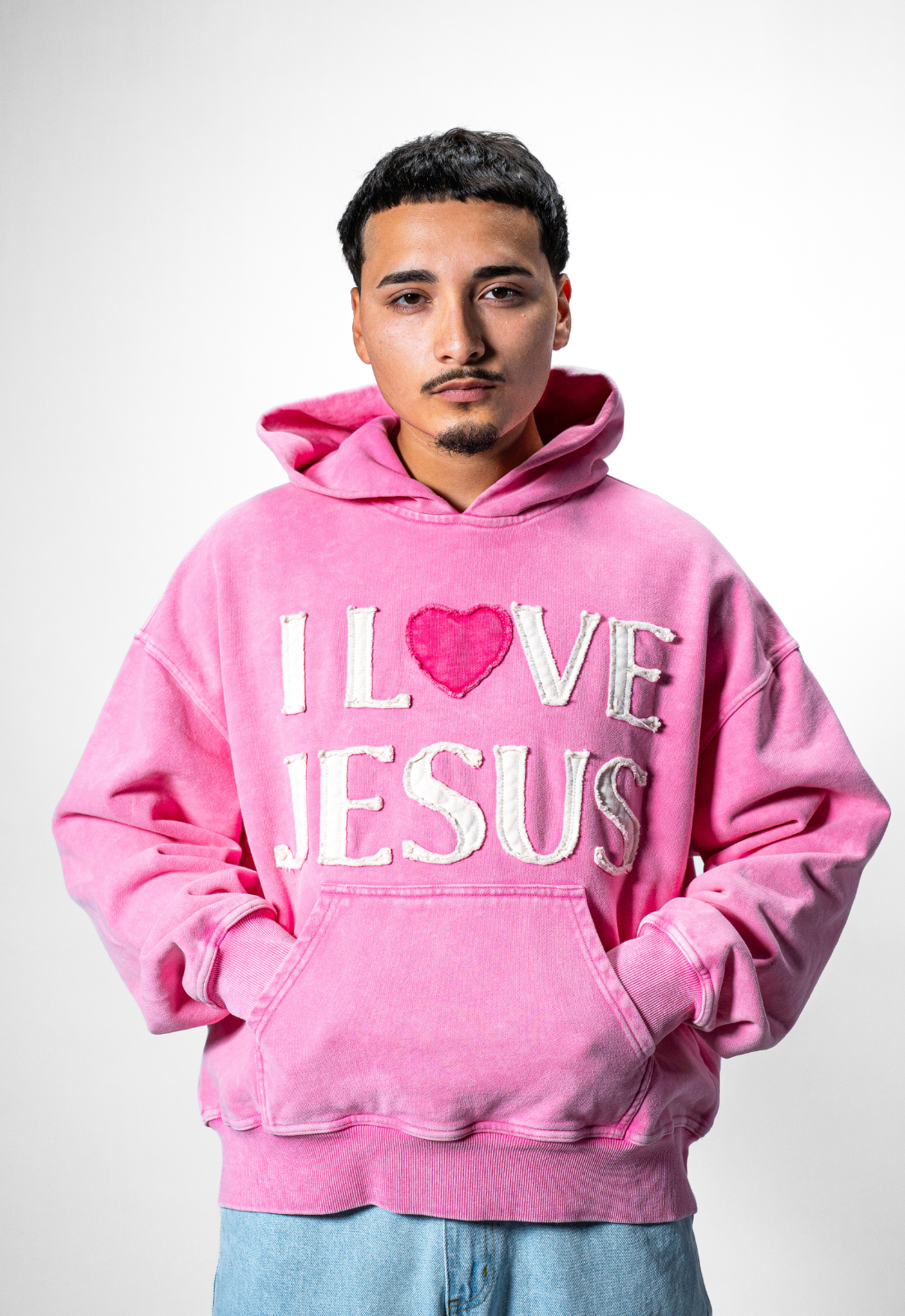 "I LOVE JESUS" HOODIE (PINK)