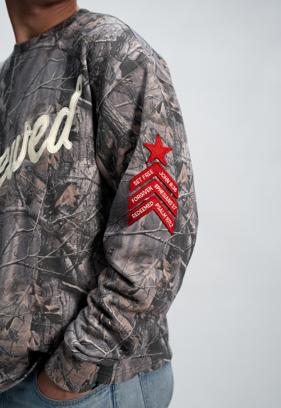 "RENEWED" CAMO L/S BOXY TEE