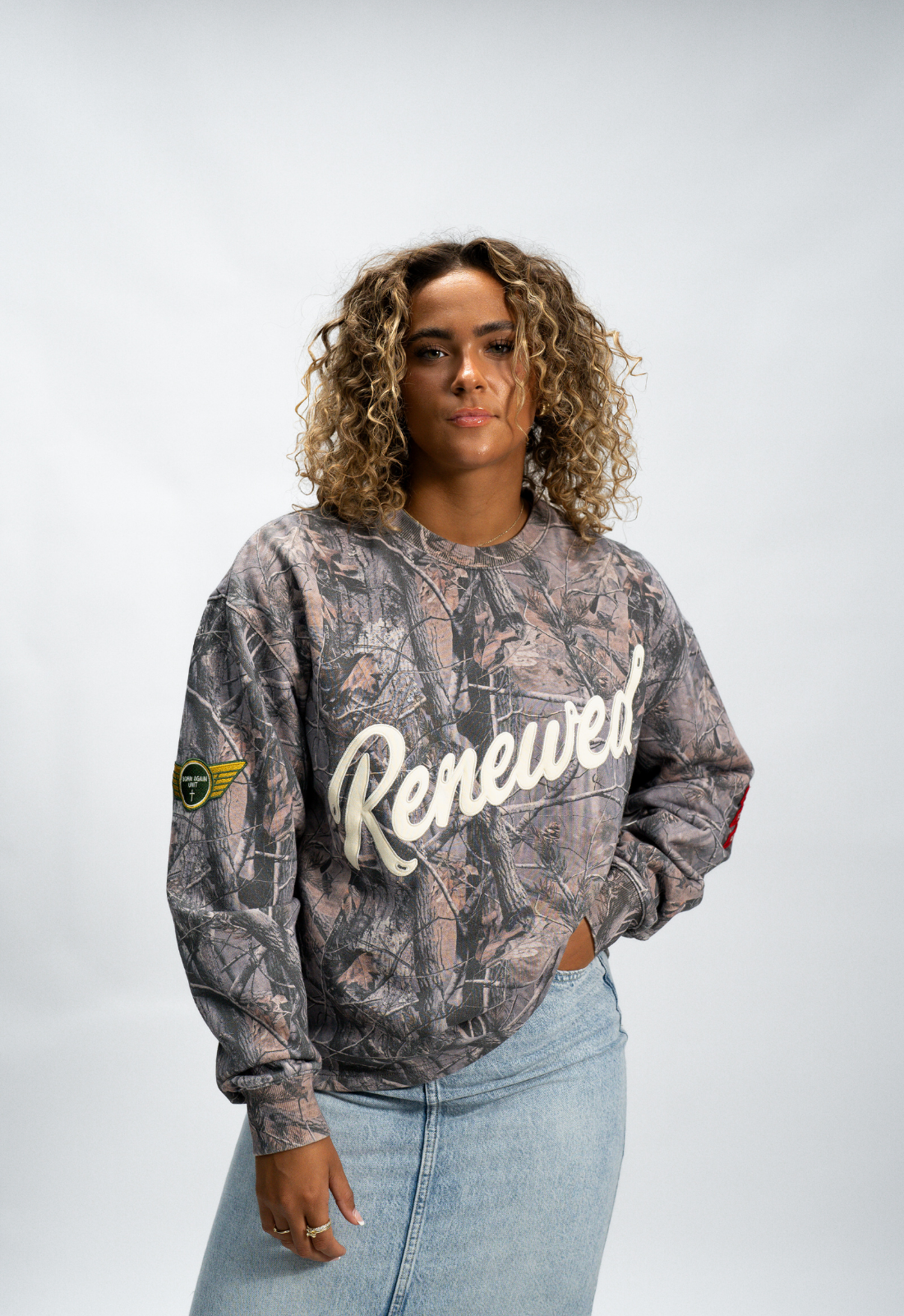 "RENEWED" CAMO L/S BOXY TEE