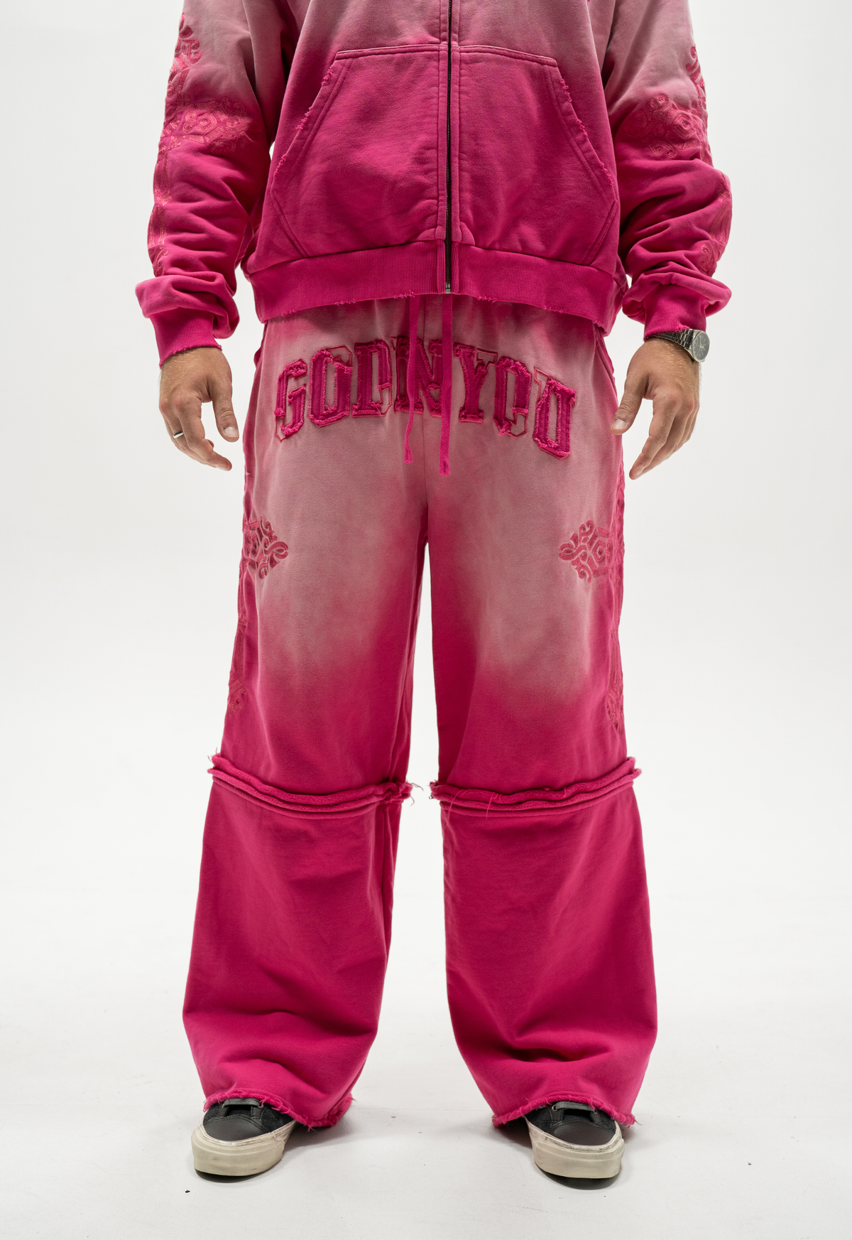 TATTERED CONVERTIBLE SWEATS (PINK)