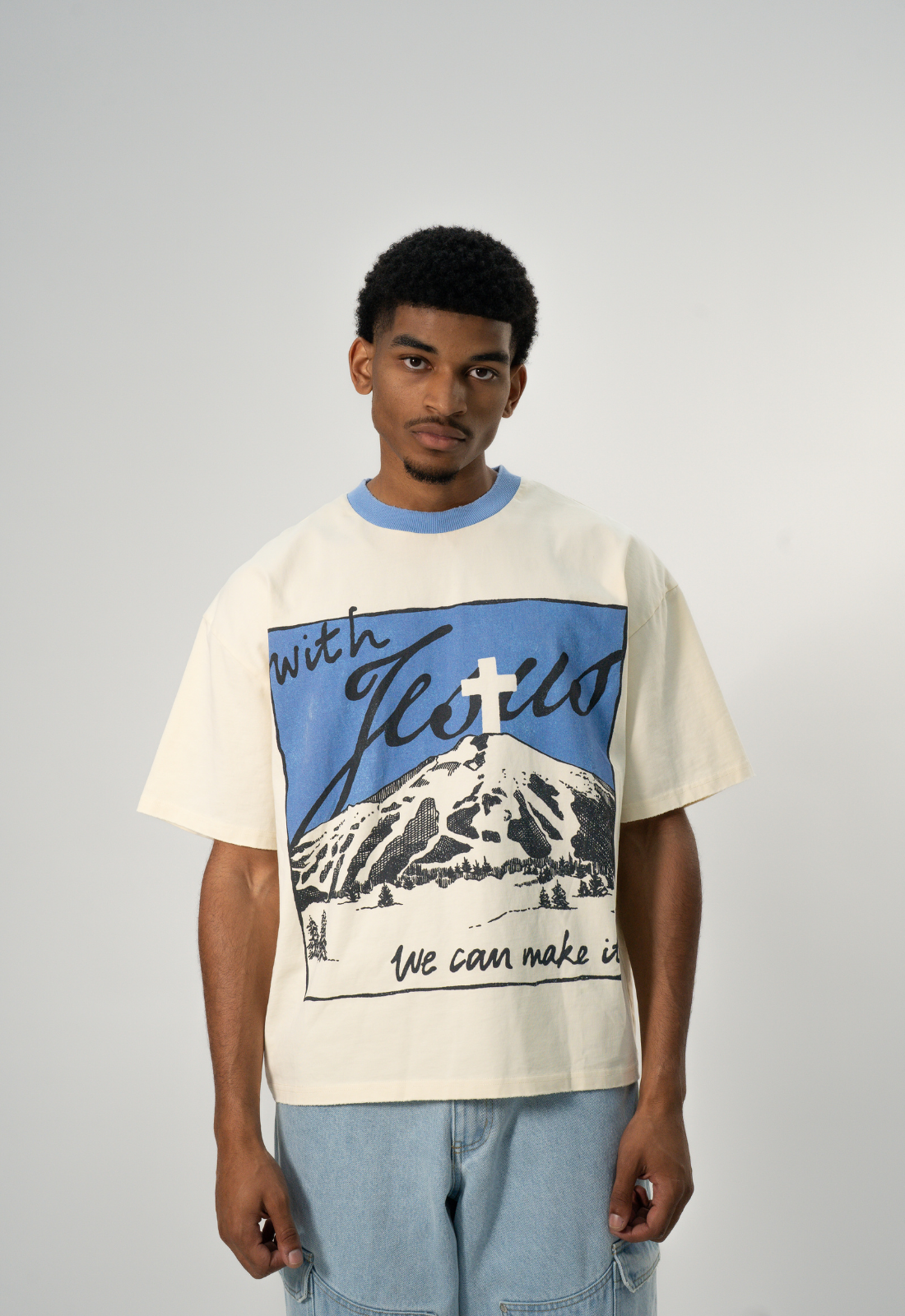 "WITH JESUS" BOXY TEE