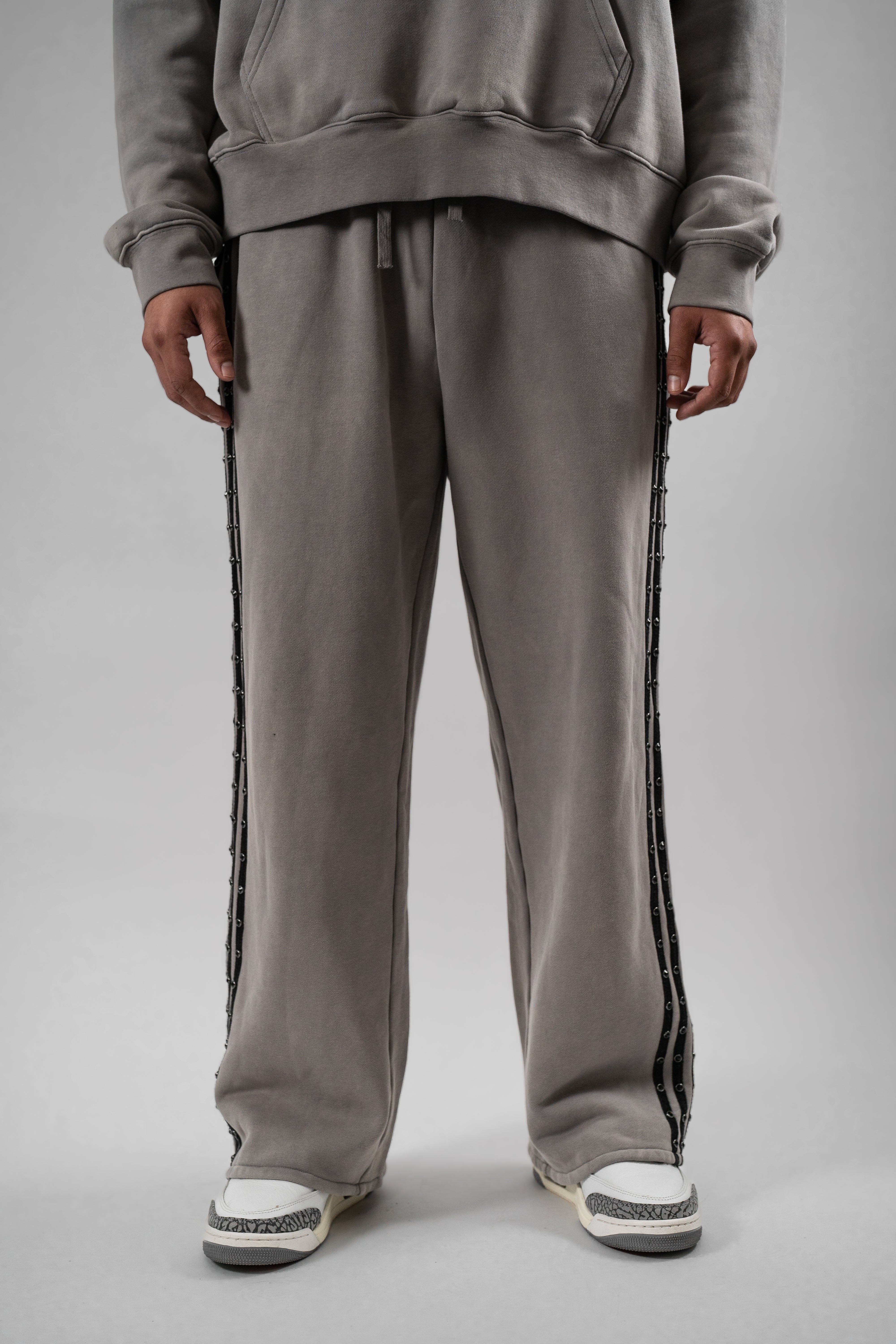 "LOGO" STRIPE RHINESTONE SWEATPANTS