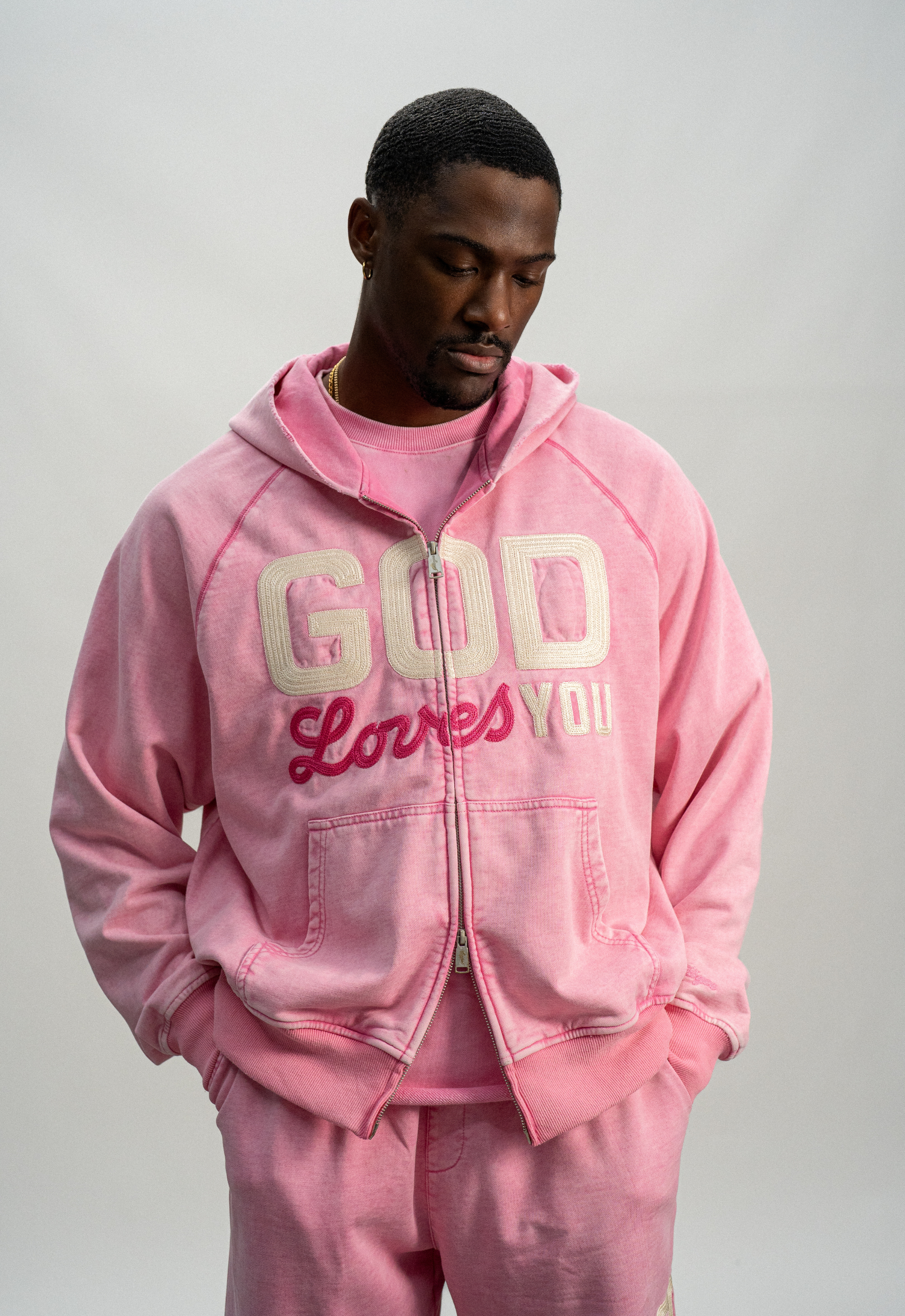 "GOD LOVES YOU" ZIP-UP HOODIE