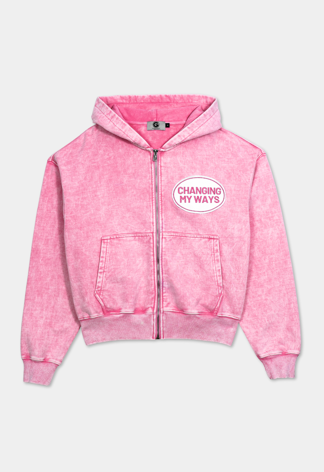 "HAVE MERCY" WASHED PINK ZIP UP HOODIE