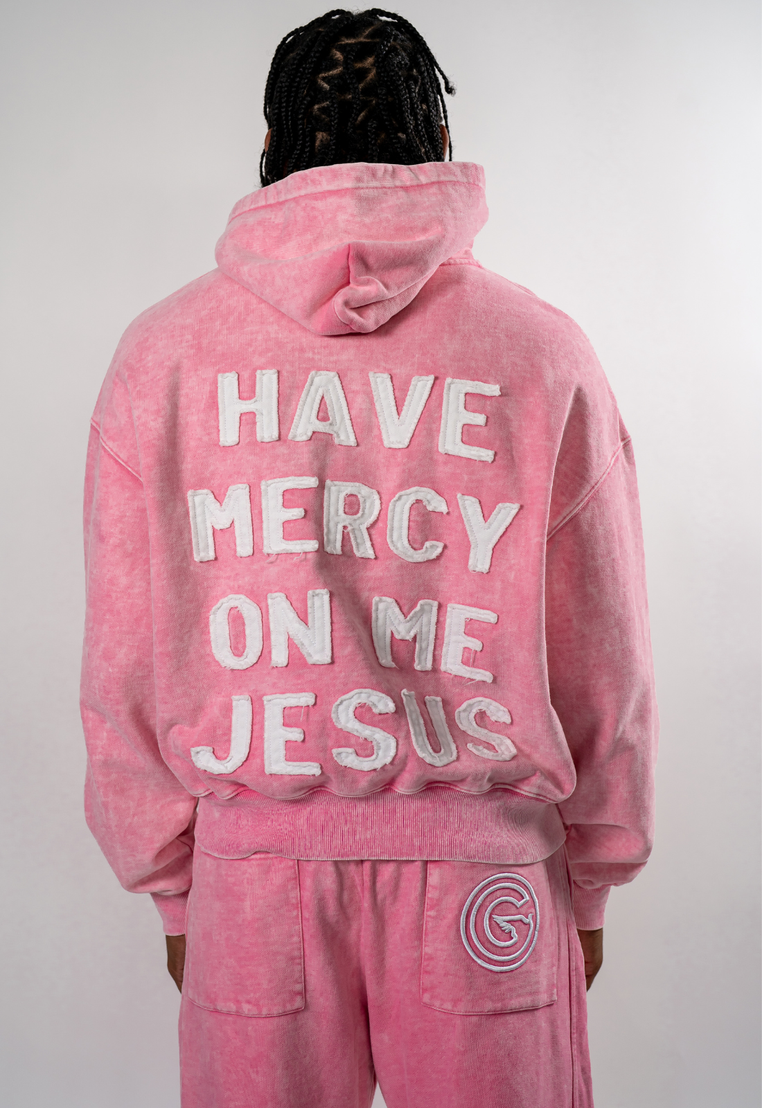 "HAVE MERCY" WASHED PINK ZIP UP HOODIE