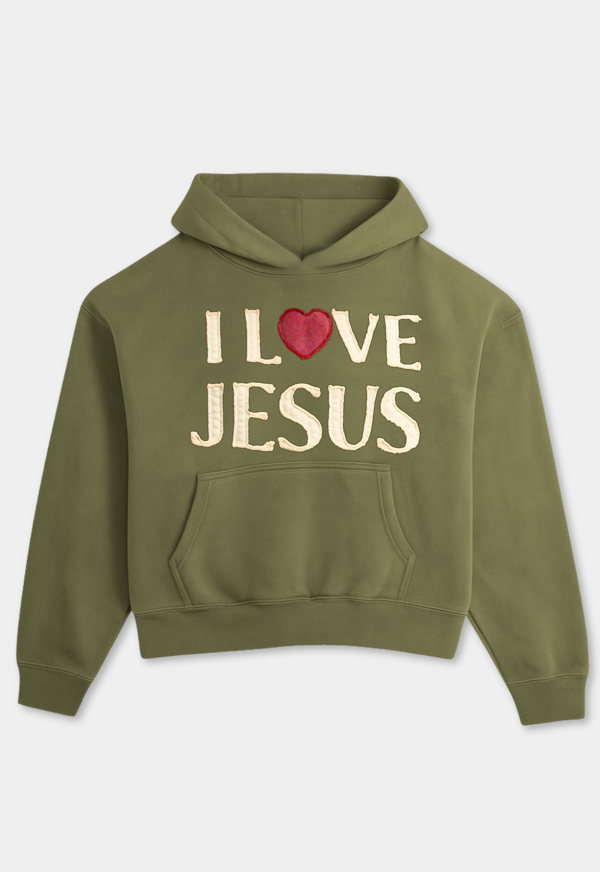 "I LOVE JESUS" HOODIE (OLIVE)