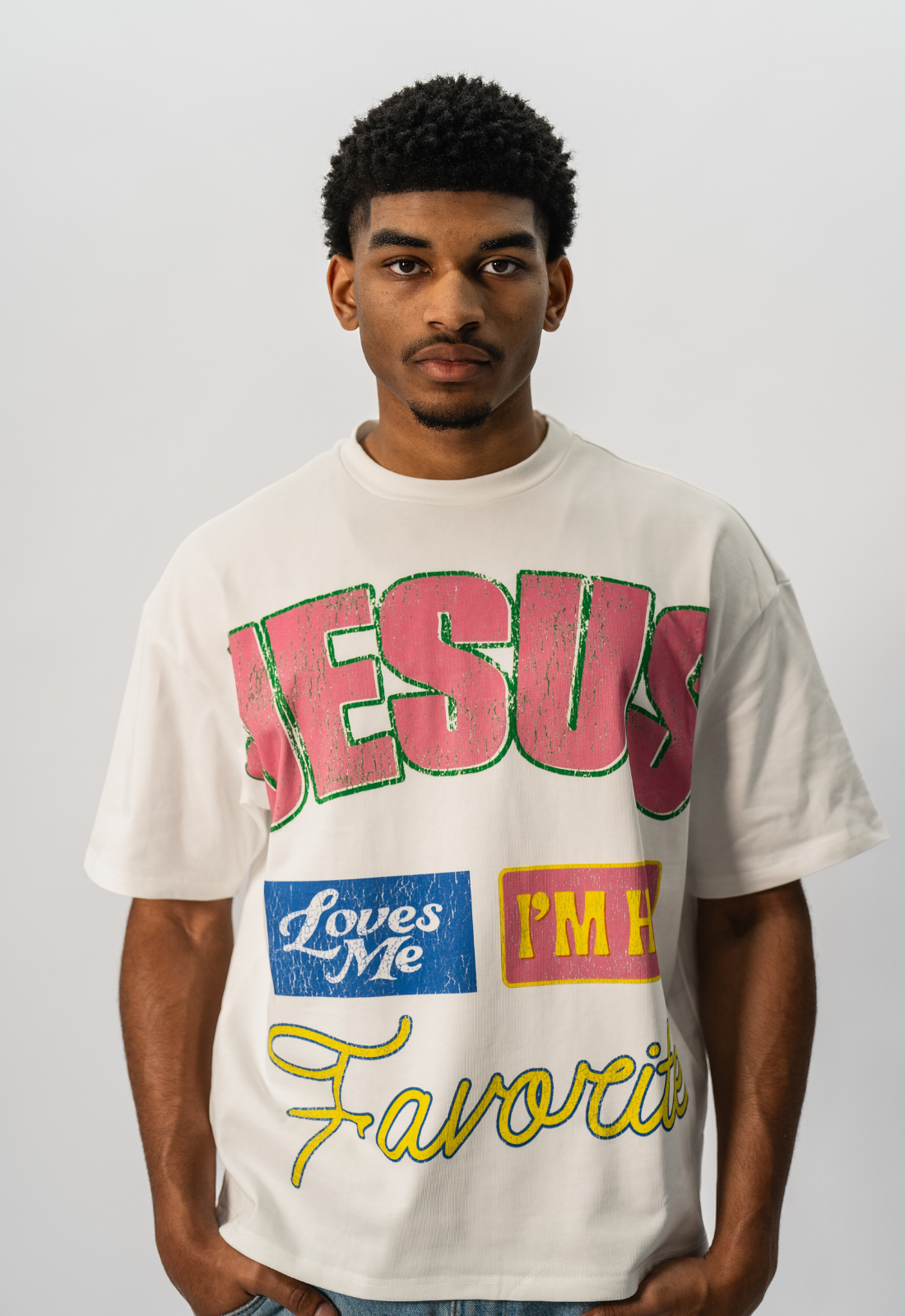 "I'M HIS FAVORITE" BOXY TEE (WHITE)