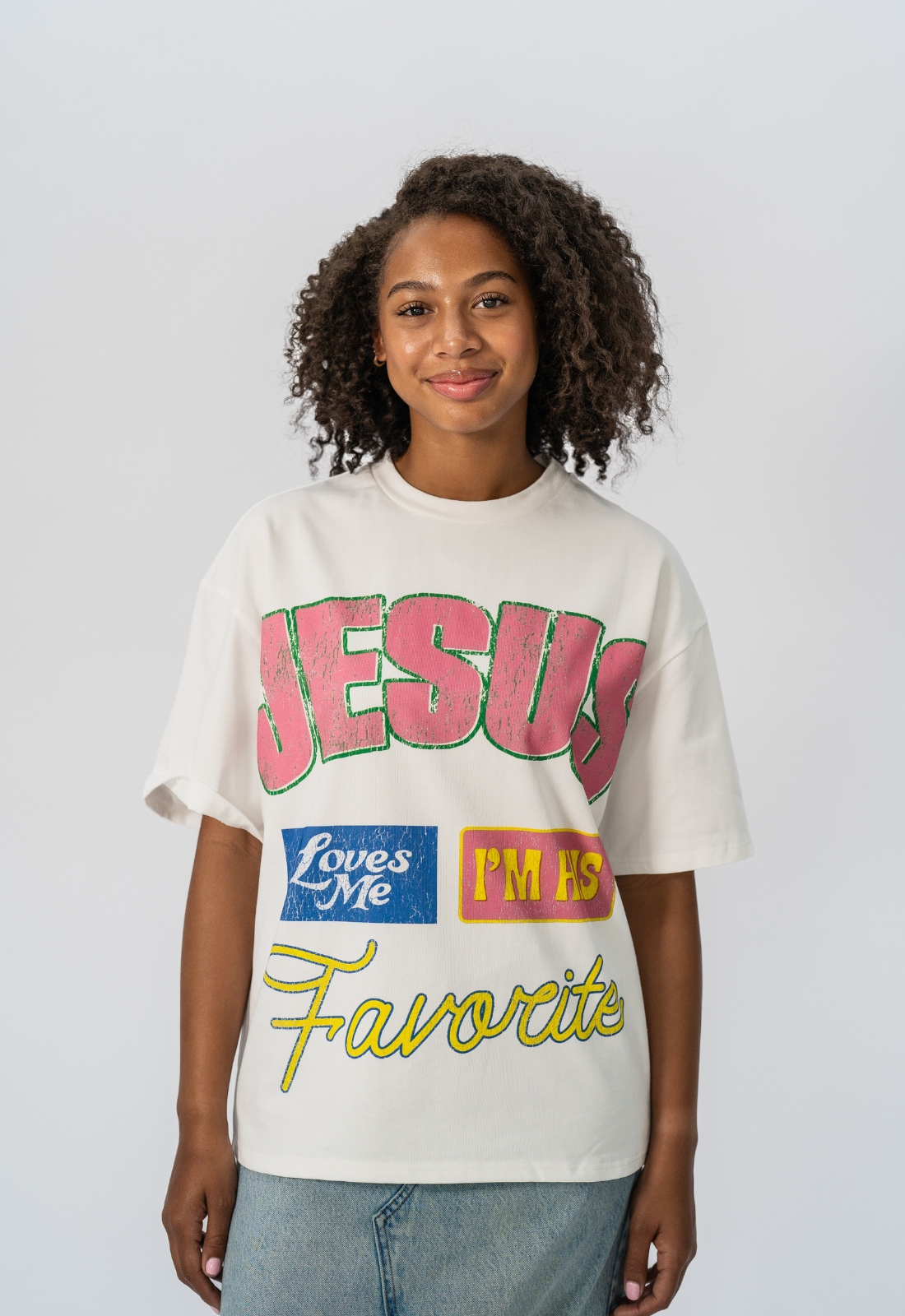 "I'M HIS FAVORITE" BOXY TEE (WHITE)
