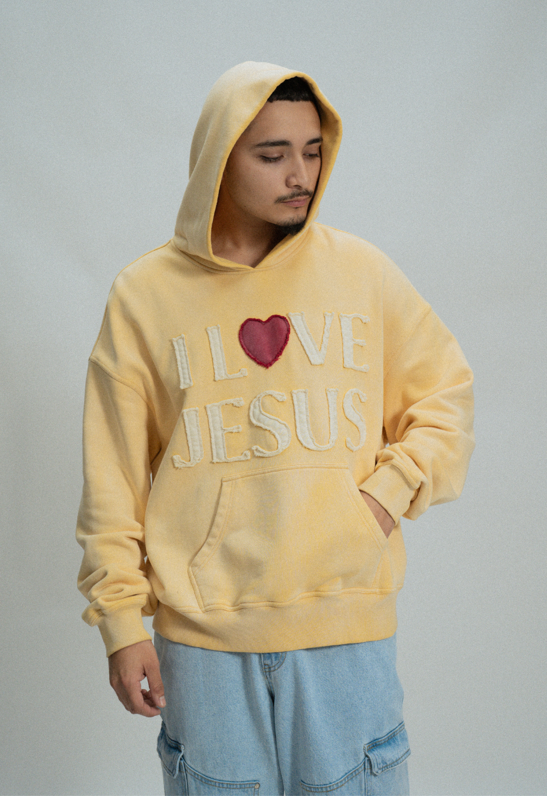 "I LOVE JESUS" HOODIE (BUTTER)