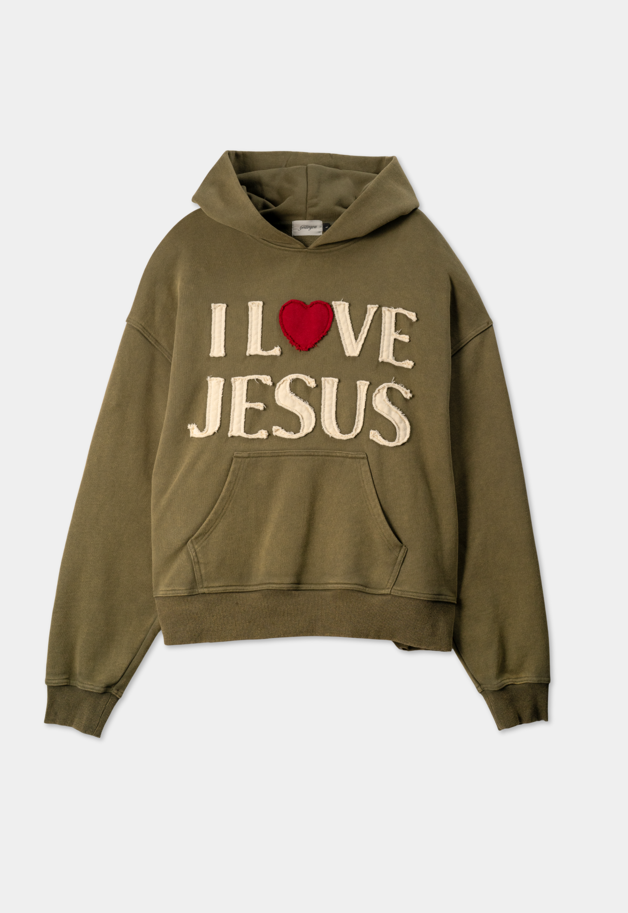 "I LOVE JESUS" HOODIE (OLIVE)