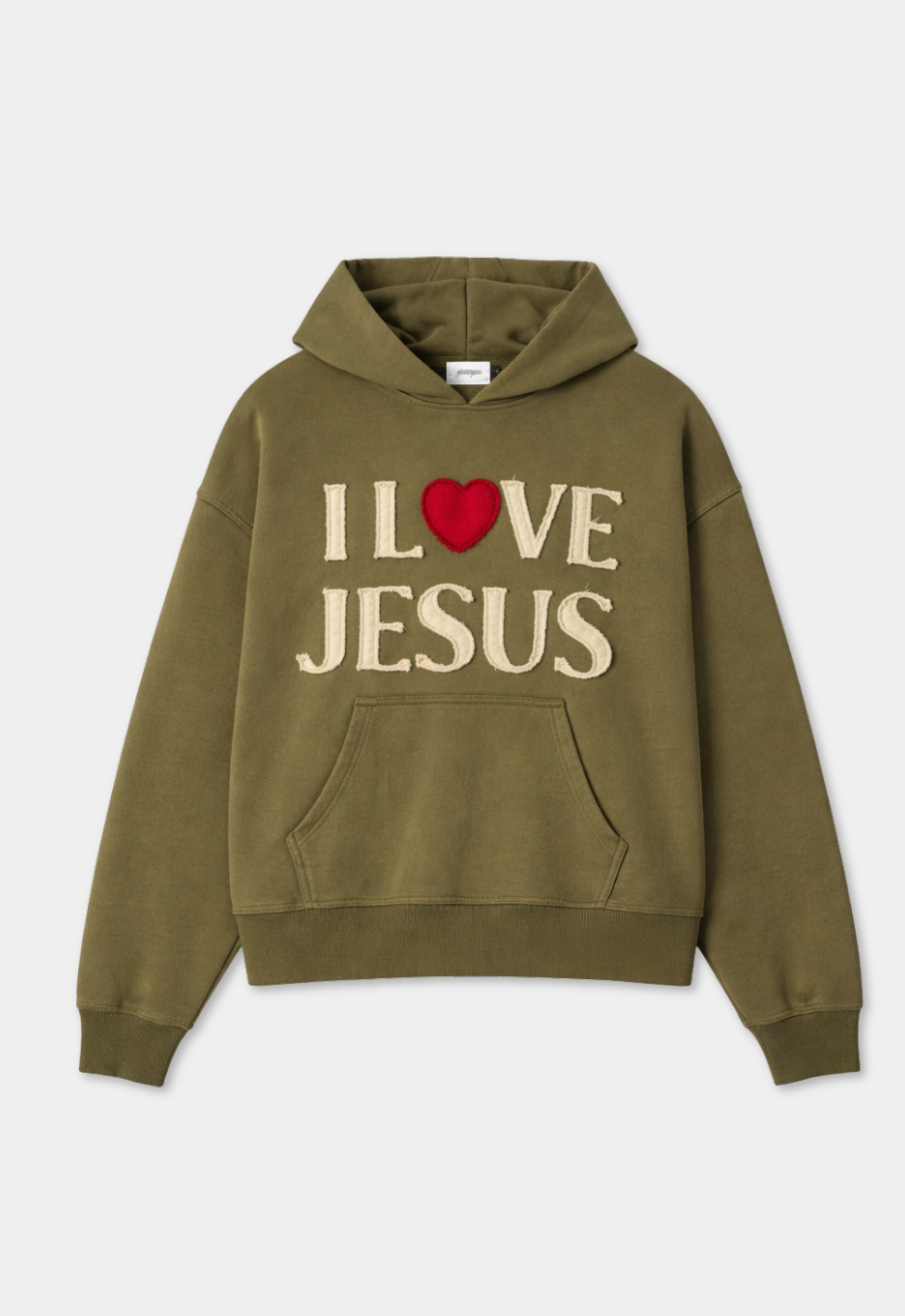 "I LOVE JESUS" HOODIE (OLIVE)