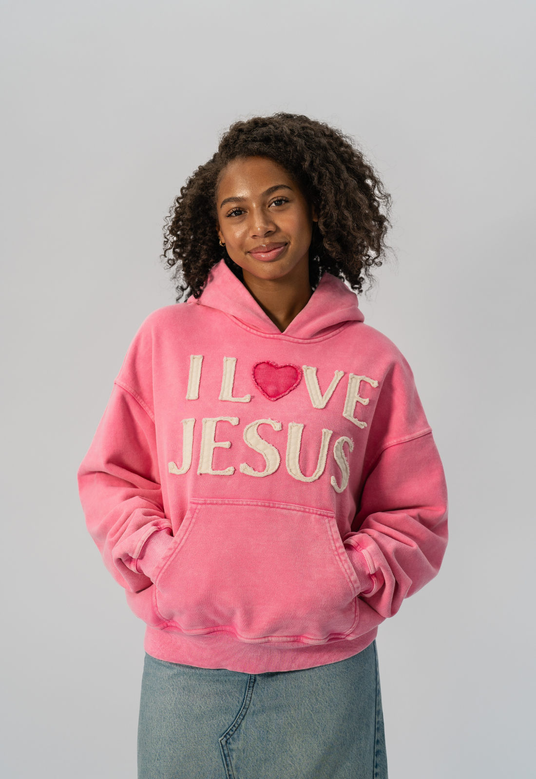 "I LOVE JESUS" HOODIE (PINK)