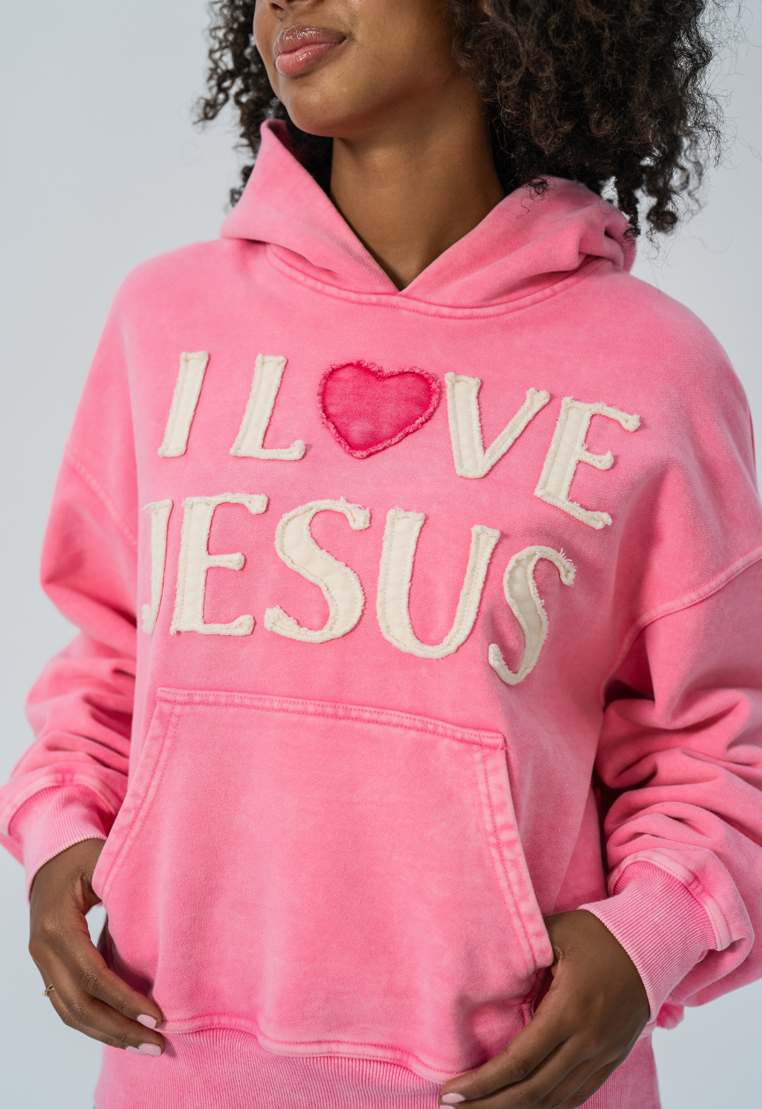 "I LOVE JESUS" HOODIE (PINK)