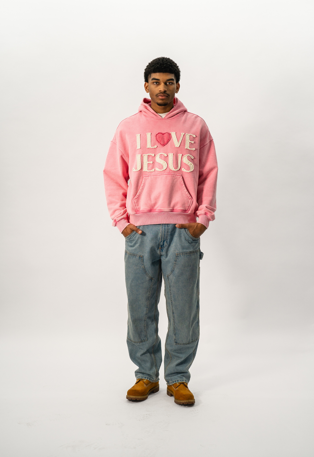 "I LOVE JESUS" HOODIE (PINK)