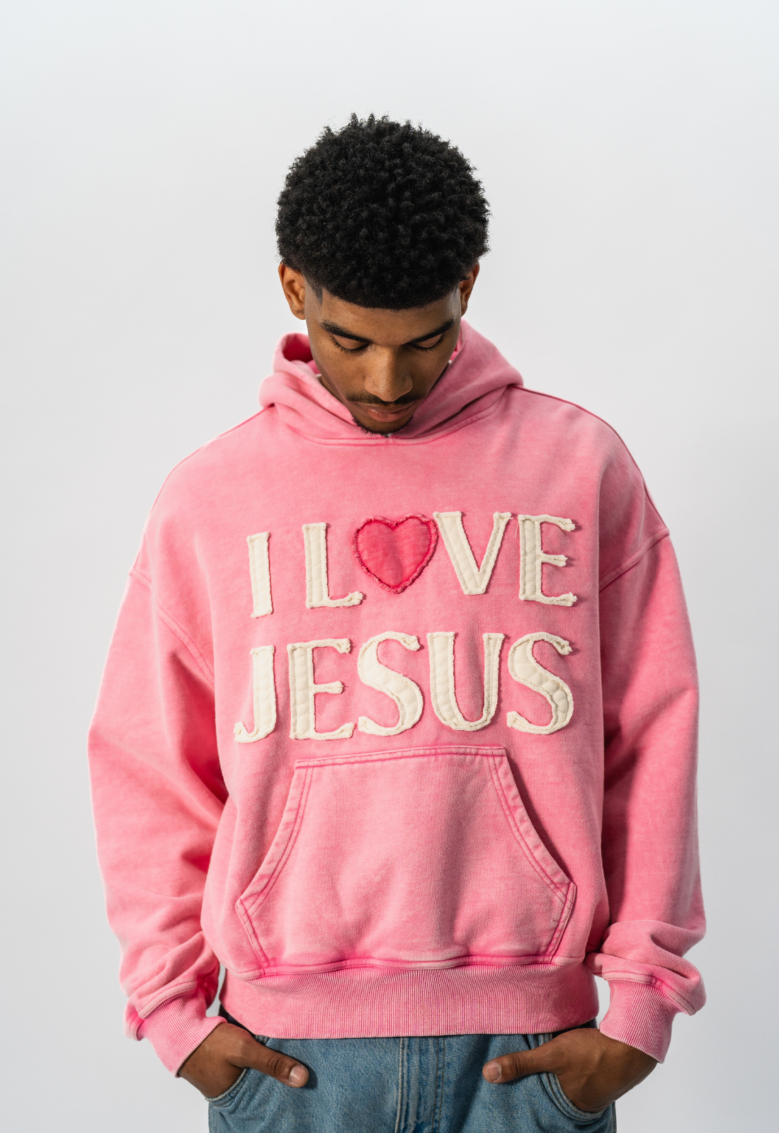 "I LOVE JESUS" HOODIE (PINK)