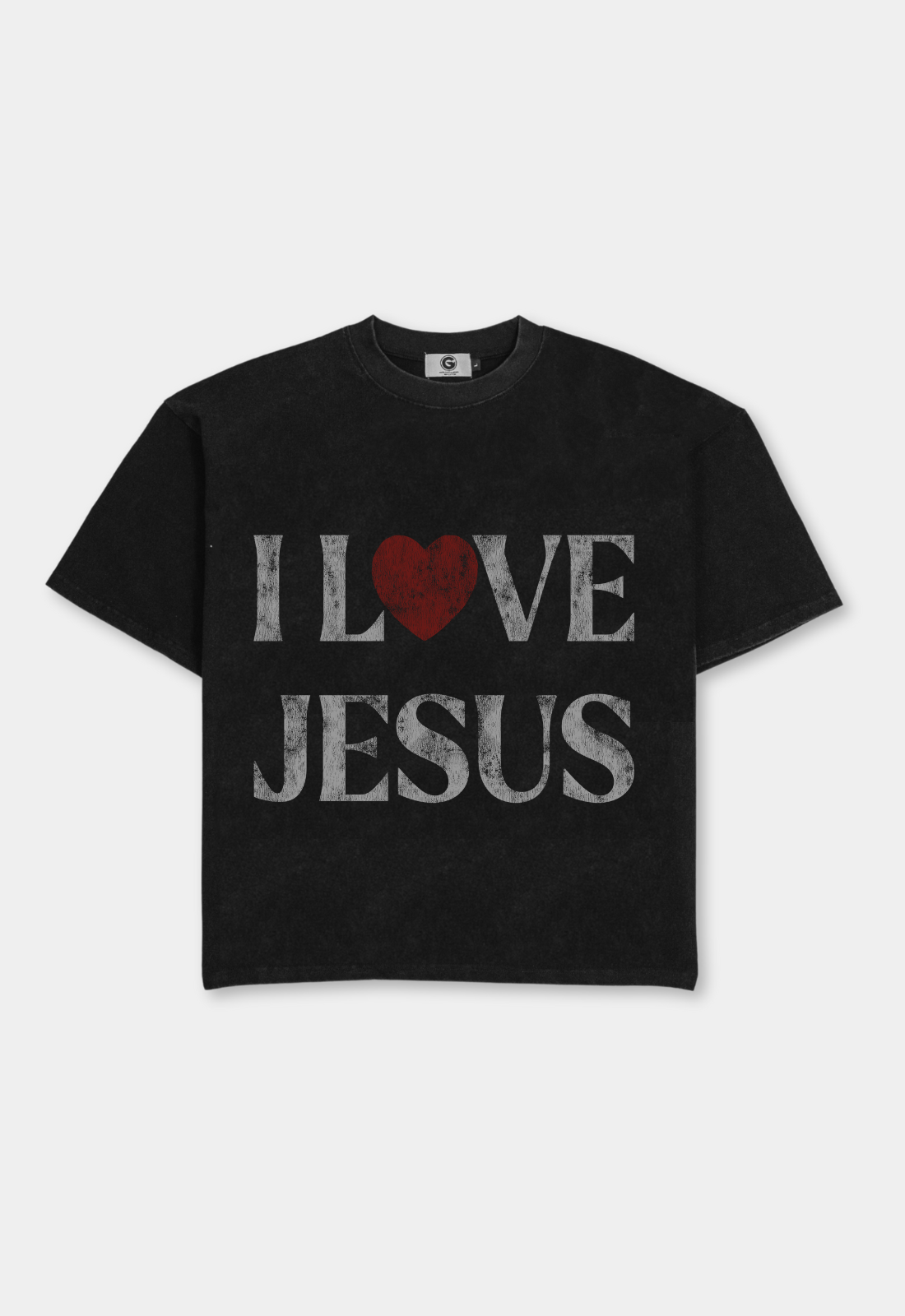 "I LOVE JESUS" BOXY TEE (BLACK)