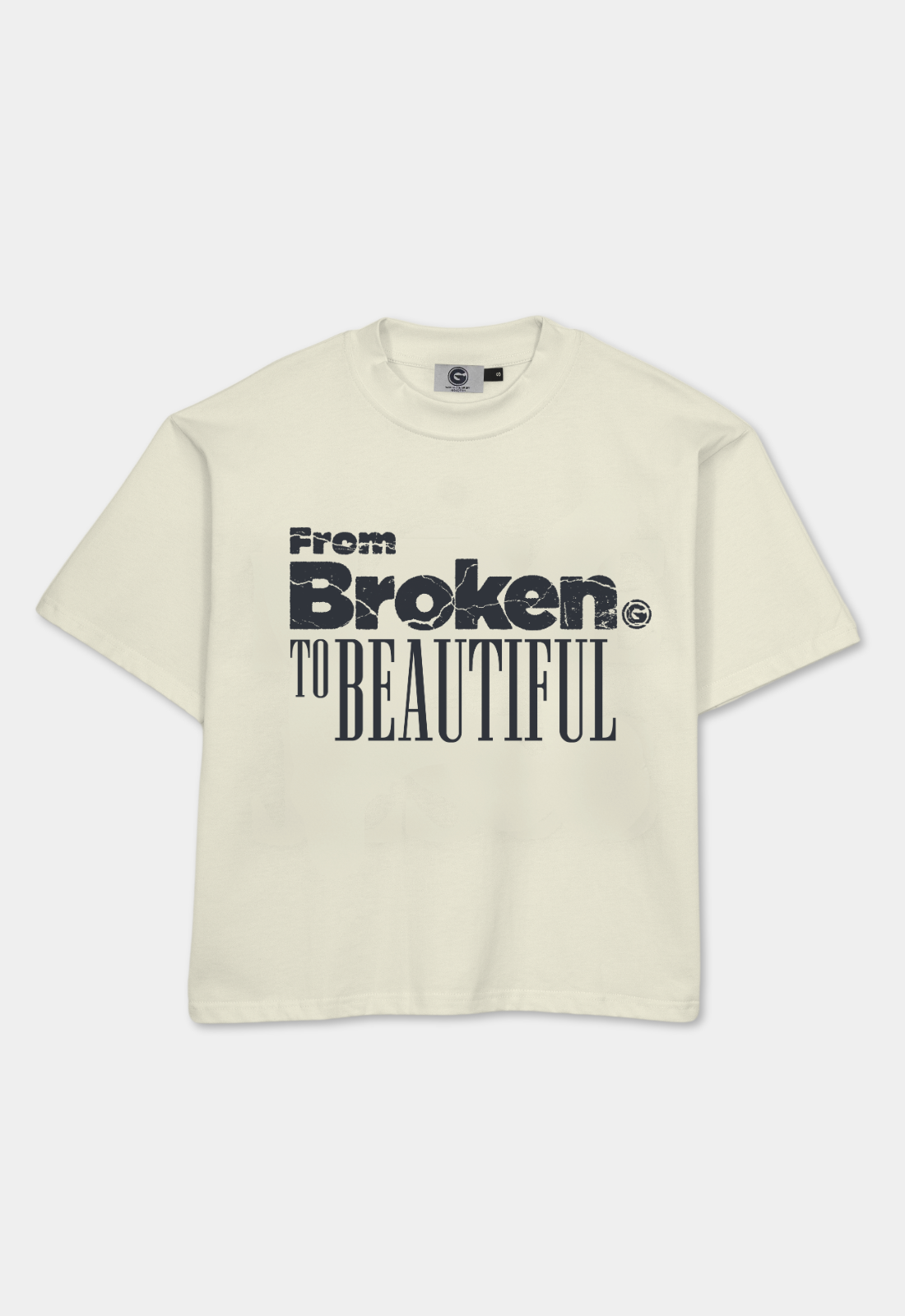 "BROKEN TO BEAUTIFUL" BOXY TEE (CREAM)