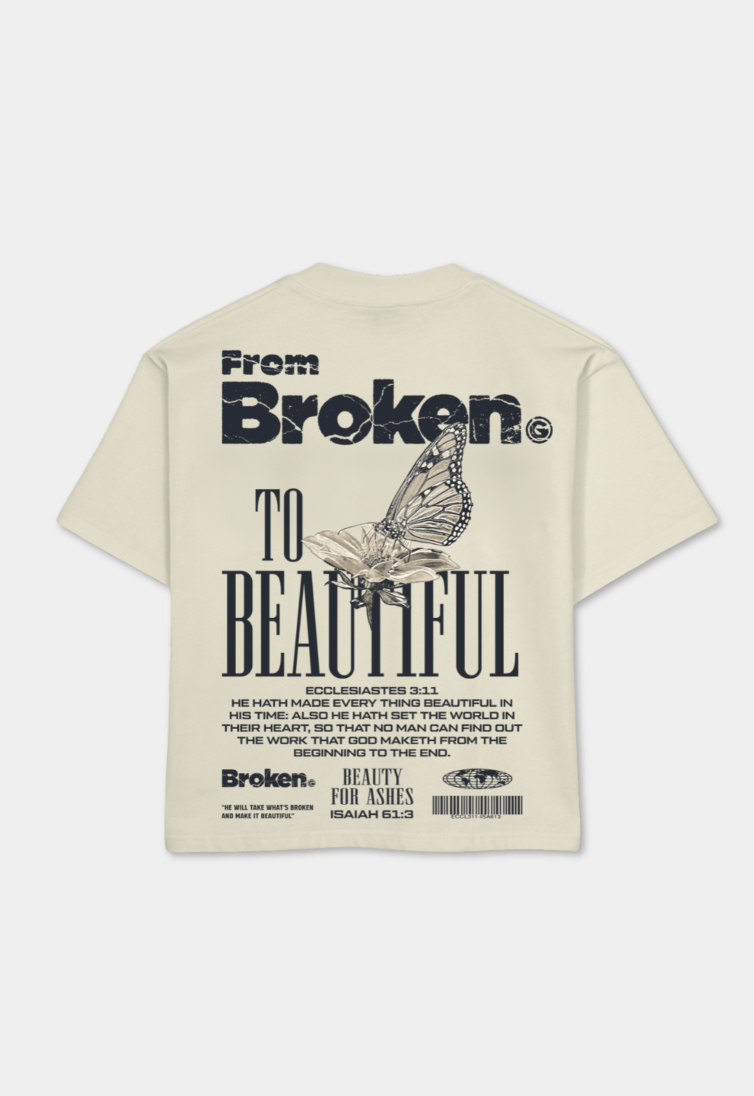 "BROKEN TO BEAUTIFUL" BOXY TEE (CREAM)