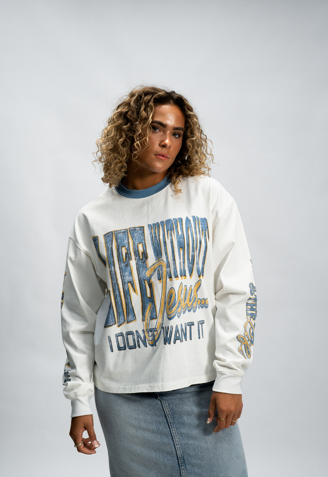 "LIFE WITH JESUS" L/S BOXY TEE