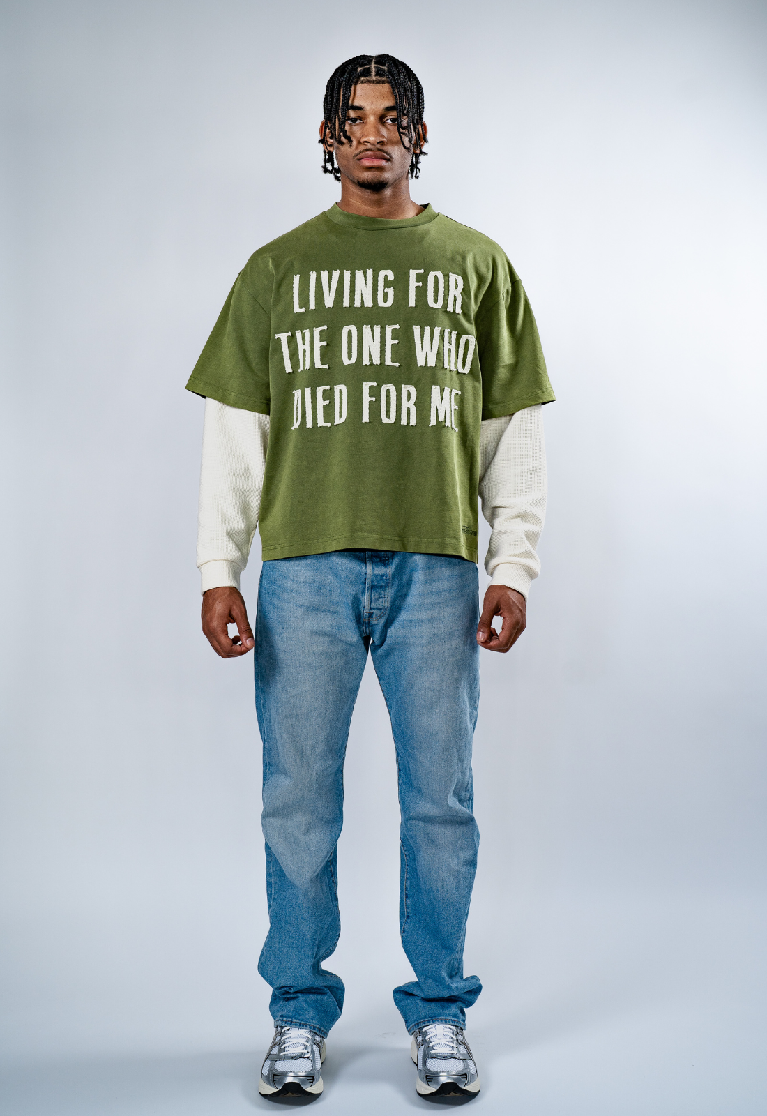 "LIVING" DOUBLE LAYERED BOXY TEE