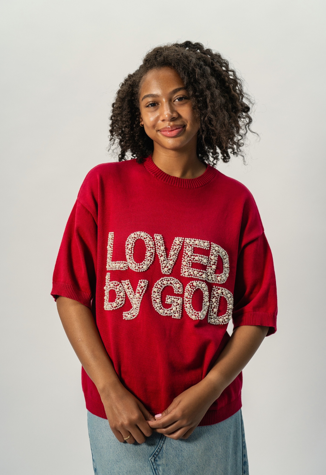 "LOVED BY GOD" KNIT TEE