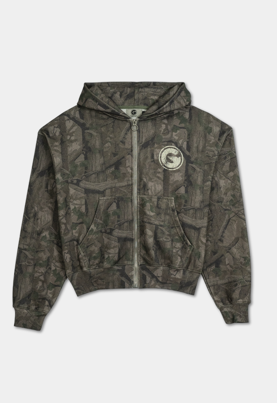 "NOT FORSAKEN" CAMO ZIP-UP HOODIE