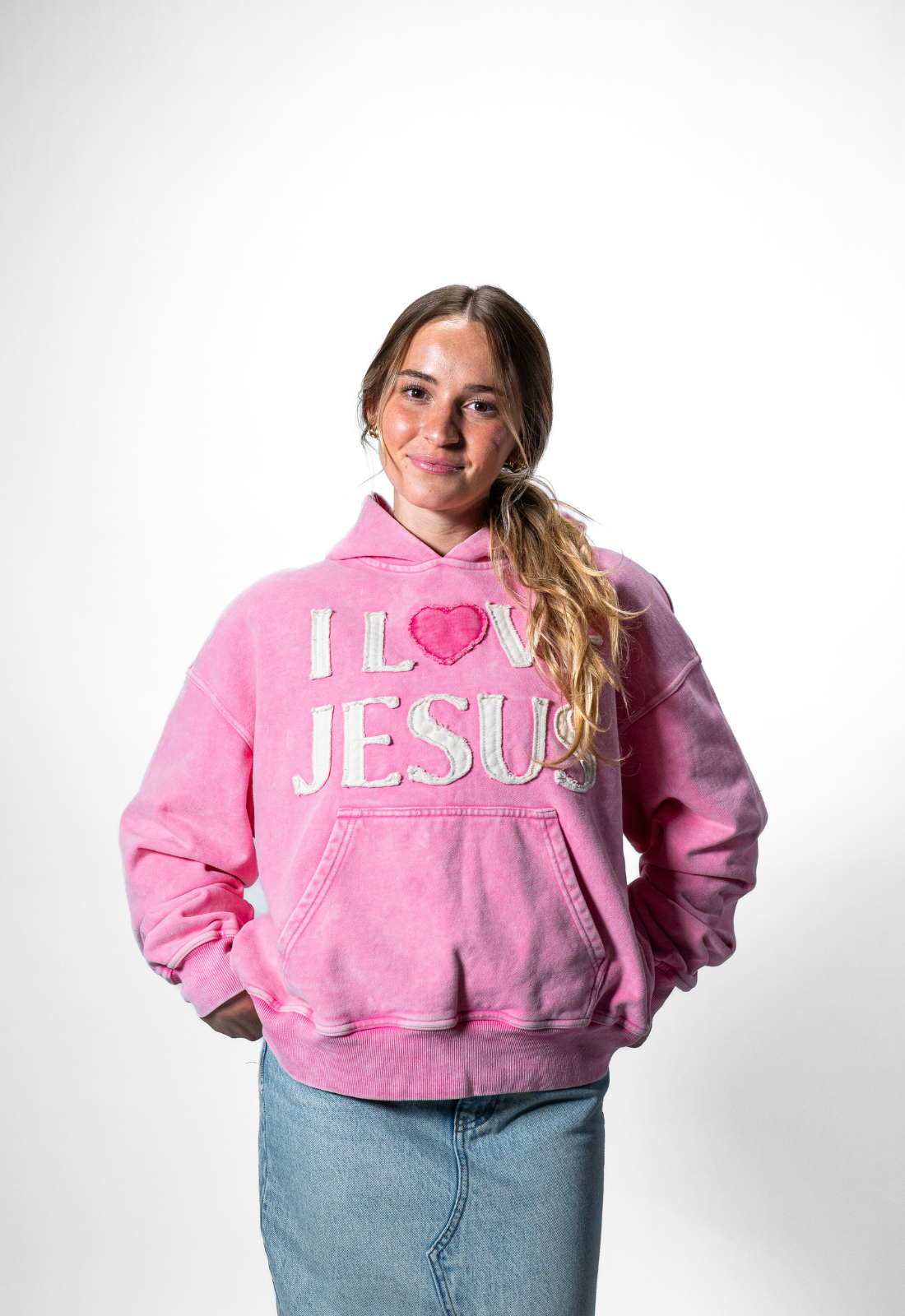 "I LOVE JESUS" HOODIE (PINK)