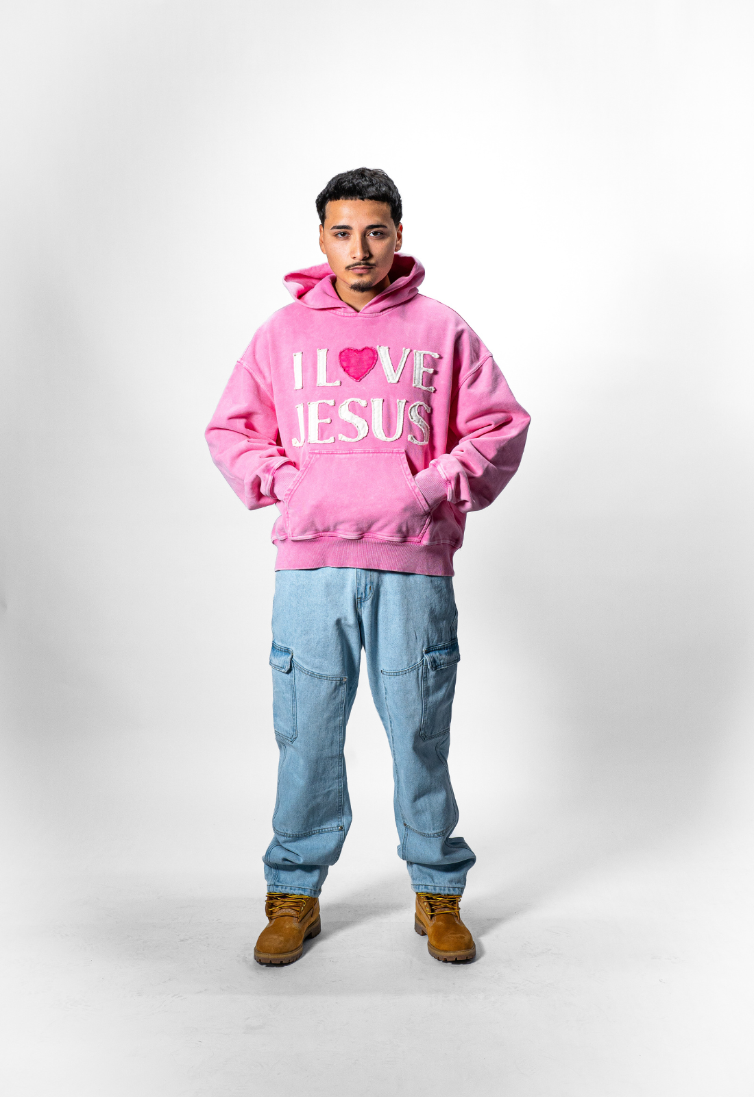 "I LOVE JESUS" HOODIE (PINK)