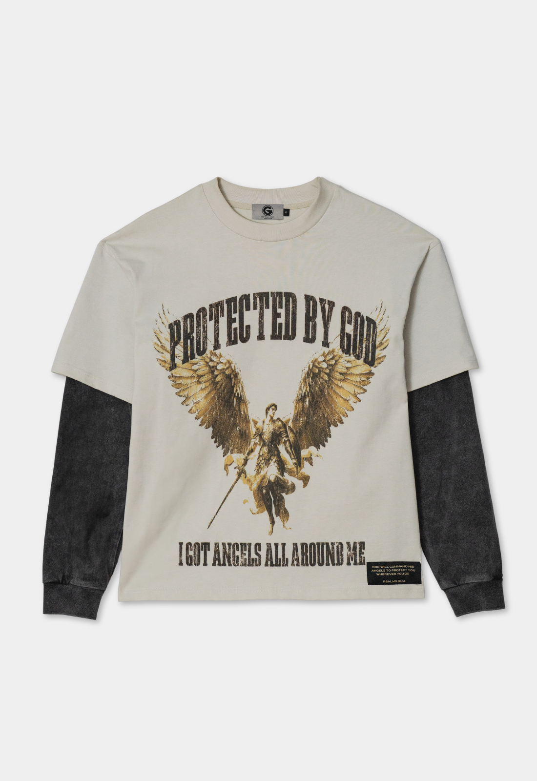 "PROTECTED BY GOD" DOUBLE LAYERED BOXY TEE