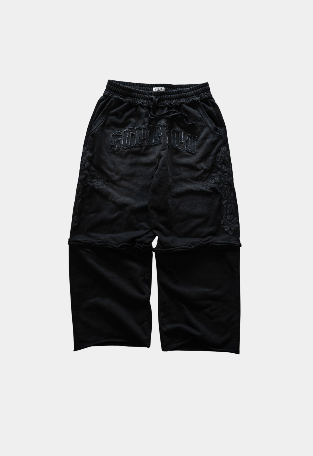 TATTERED CONVERTIBLE SWEATS (BLACK)