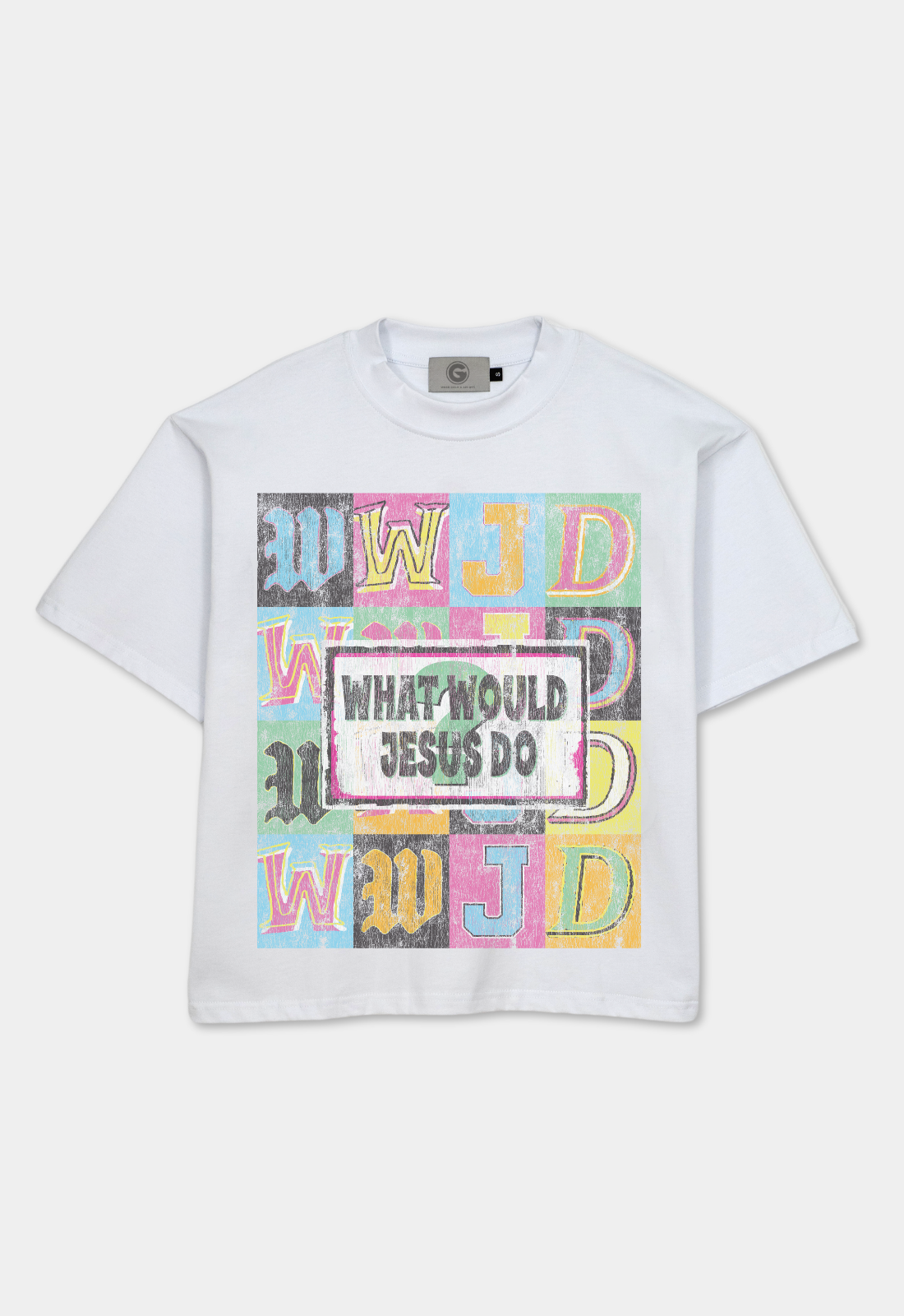 "WWJD" BOXY TEE (WHITE)